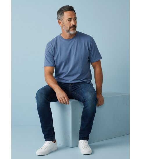 True Rise Oversized T shirt Heren  - Effen T shirt Heren  Blanco - MD6530 - Donker Blauw