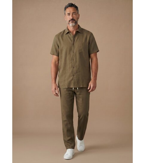 ENOS Linnen Oversized Twinset -  Zomerset Heren - Linnen Overhemd Heren - Linnen Broek Heren - 7165 - Bruin