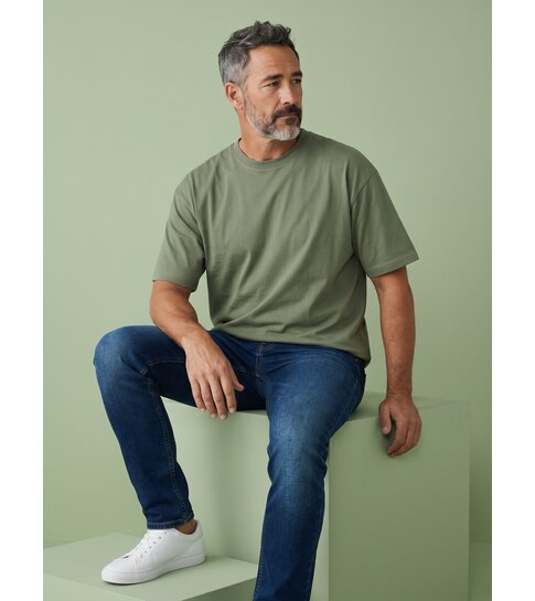 True Rise Oversized T shirt Heren - Effen T shirt Heren Blanco - MD6530 - Donker Groen