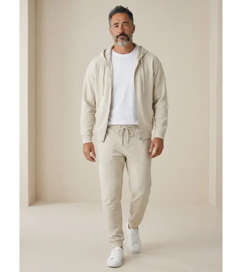 ENOS Nette Tweedelige Set - Casual Oversized Trainingspak Heren - Joggingpak Heren Volwassenen - 5853 - Beige