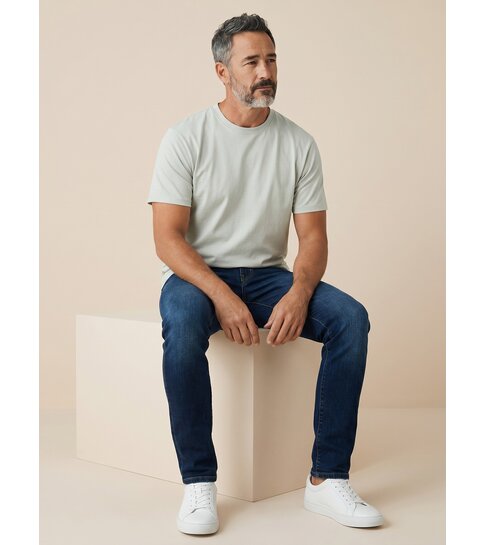 True Rise Oversized T shirt Heren  - Effen T shirt Heren  Blanco - MD6530 - Beige