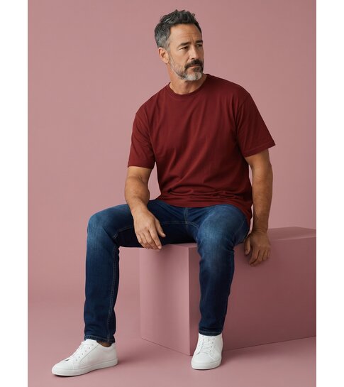True Rise Oversized T shirt Heren  - Effen T shirt Heren  Blanco - MD6530 - Bordeaux