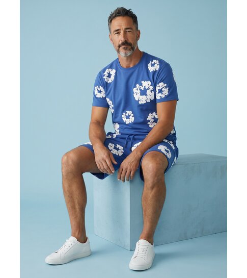 True Rise Bloemen Print  Zomerset Heren - Bloemen Pak met Short Heren Twinset -1770 -Navy