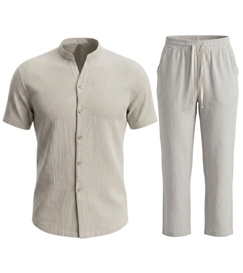 ENOS Zomerset Heren - Zomerbroek Heren - Shirt en Lange Broek  - Twinsets - C211 - Grijs