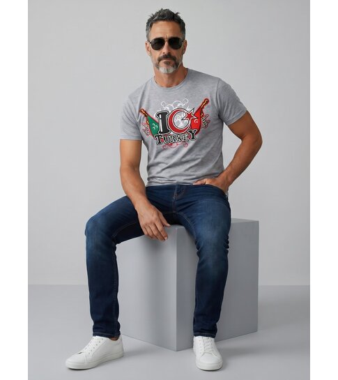 Local Fanatic T-shirt I Love Turkey - Grijs