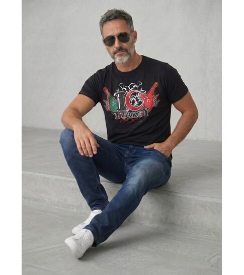 Local Fanatic T-shirt I Love Turkey - Zwart