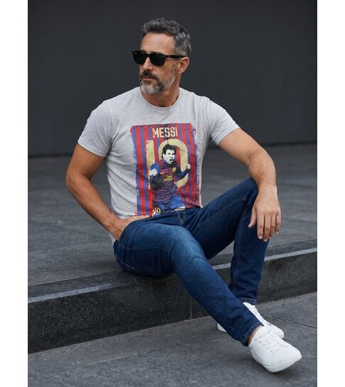 Local Fanatic T-shirt - Messi 10 Print - Grijs