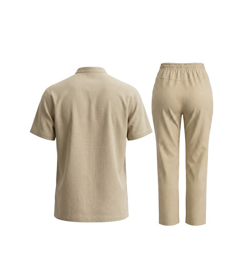 ENOS Zomerset Heren - Zomerbroek Heren - Shirt en Lange Broek  - Twinsets - C211 - Bruin