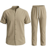 ENOS Zomerset Heren - Zomerbroek Heren - Shirt en Lange Broek  - Twinsets - C211 - Bruin