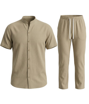 ENOS Zomerset Heren - Zomerbroek Heren - Shirt en Lange Broek  - Twinsets - C211 - Bruin
