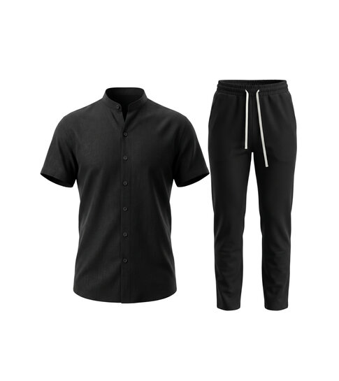 ENOS Zomerset Heren - Zomerbroek Heren - Shirt en Lange Broek  - Twinsets - C211 -Zwart
