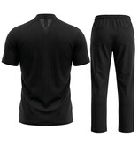 ENOS Zomerset Heren - Zomerbroek Heren - Shirt en Lange Broek  - Twinsets - C211 -Zwart