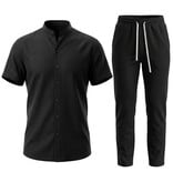 ENOS Zomerset Heren - Zomerbroek Heren - Shirt en Lange Broek  - Twinsets - C211 -Zwart
