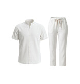 ENOS Zomerset Heren - Zomerbroek Heren - Shirt en Lange Broek  - Twinsets - C211 - Wit