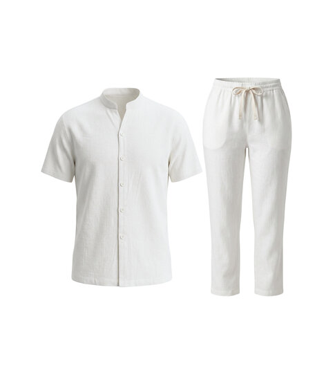 ENOS Zomerset Heren - Zomerbroek Heren - Shirt en Lange Broek  - Twinsets - C211 - Wit