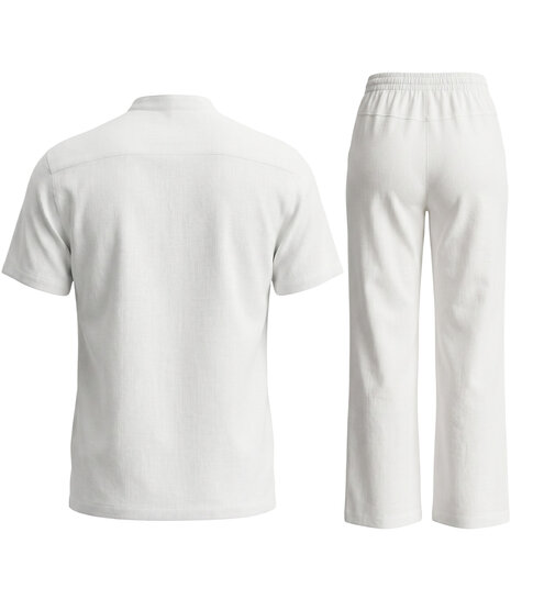 ENOS Zomerset Heren - Zomerbroek Heren - Shirt en Lange Broek  - Twinsets - C211 - Wit