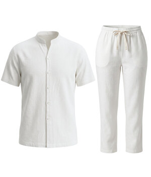 ENOS Zomerset Heren - Zomerbroek Heren - Shirt en Lange Broek  - Twinsets - C211 - Wit