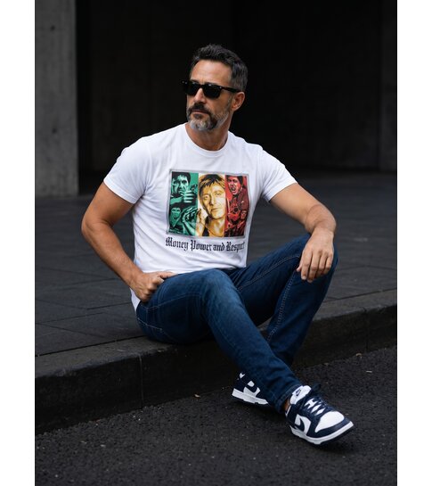 Local Fanatic T-shirt - Scarface Money Power Respect Print - Wit