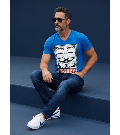 Local Fanatic T-shirt - Anonymous Disobey Print - Blauw