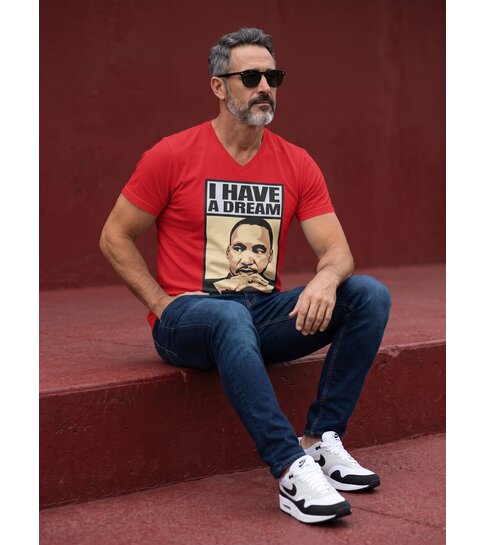 Local Fanatic T-shirt - Martin Luther King I Have A Dream Print - Rood