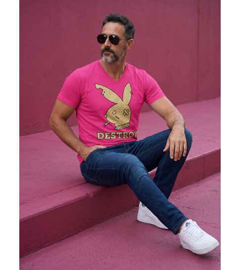 Local Fanatic T-shirt - Destroy Print - Roze