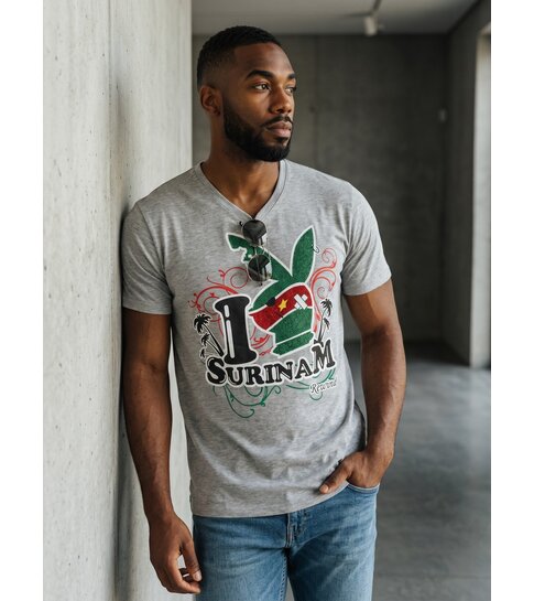 Local Fanatic T-shirt - I Love Suriname - Grijs