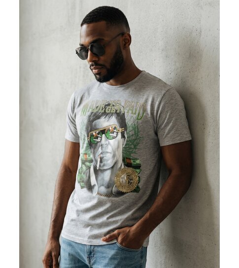 Local Fanatic T-shirt Made To Get Paid Scarface - Grijs