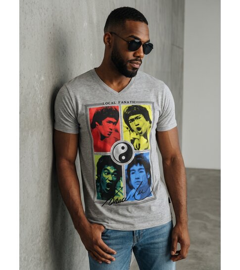 Local Fanatic Bruce Lee Ying Yang - T-shirt - Grijs
