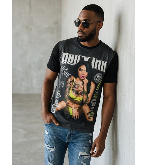 Local Fanatic Black Ink Crew - Digital Rhinestone T-shirt - Zwart