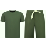 ENOS Oversized  Shirt met Korte Shorts - Zomerset Heren - Two Piece Setje - Co ord Set - 918 - Army Groen