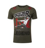 Local Fanatic Fighter - Bruce Lee T-shirt Rhinestones - Khaki