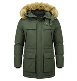 Enos Parka Jas Heren – Met Bontkraag - Groen