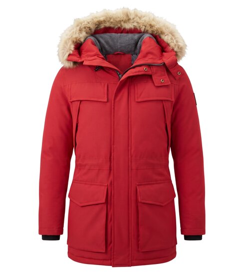Enos Lange Parka Jas Heren – Met Bontkraag - Rood