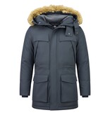 Enos Lange Heren Parka Jas - Met Faux Bontkraag - 891 - Blauw
