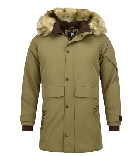 Enos Lange Parka Jas Heren – Met Bontkraag – Groen