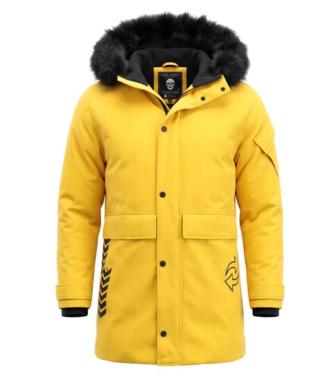 Enos Parka Jas Heren – Met Bontkraag – Geel