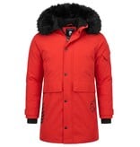 Enos Parka Jas Heren – Met Bontkraag – Rood