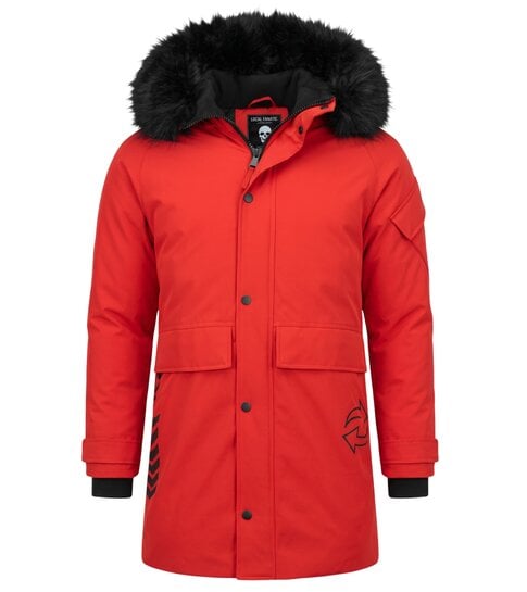 Enos Parka Jas Heren – Met Bontkraag – Rood