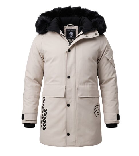 Enos Parka Jas Heren – Met Faux Bontkraag – Beige