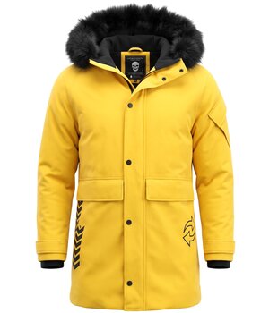 Enos Parka Jas Heren – Met Bontkraag – Geel