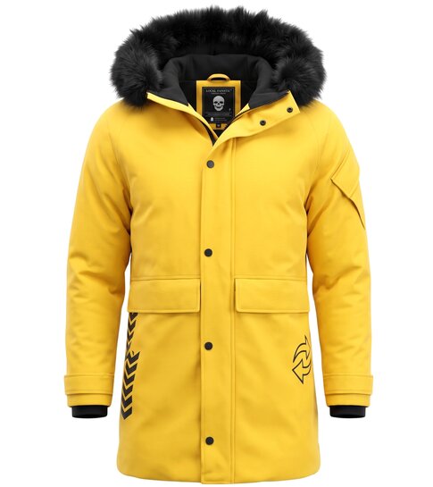 Enos Parka Jas Heren – Met Bontkraag – Geel
