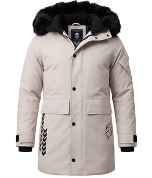 Enos Parka Jas Heren – Met Faux Bontkraag – Beige