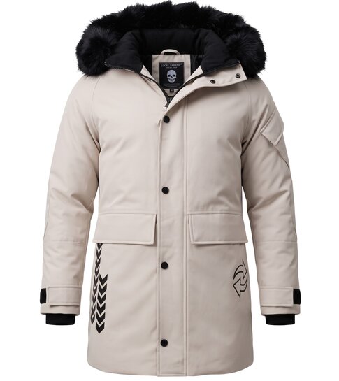 Enos Parka Jas Heren – Met Faux Bontkraag – Beige
