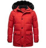 Enos Lange Heren Winterjas – Met Bontkraag – Rood