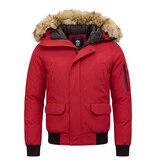 Enos Korte Heren Winterjas – Met Faux Bontkraag – Rood