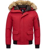 Enos Korte Heren Winterjas – Met Faux Bontkraag – Rood