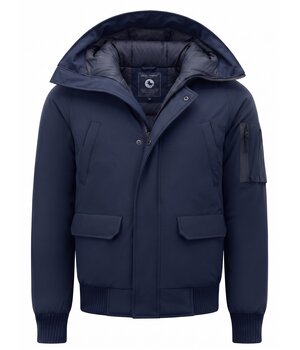 Enos Heren Winterjassen Korte Model - 8821 - Blauw