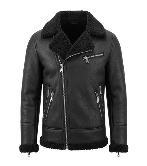 TONY BACKER Imitatie Bontjas Heren - Lammy Coat - Zwart