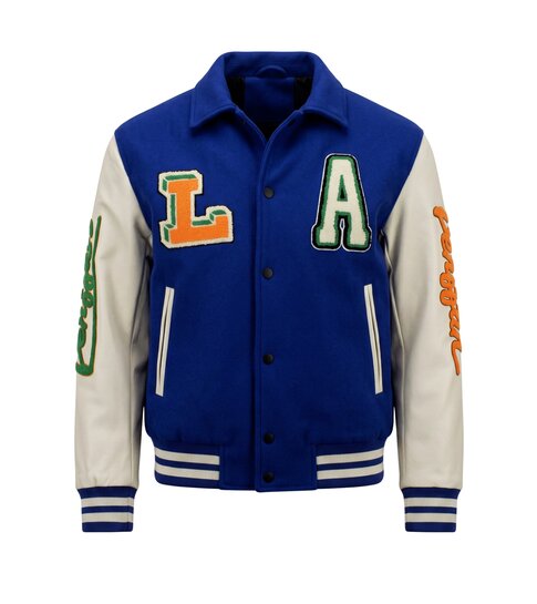 ENOS Geborduurde Retro College Jackets Oversized  - 851 - Blauw