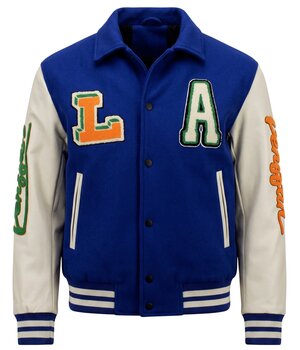 ENOS Geborduurde Retro College Jackets Oversized  - 851 - Blauw